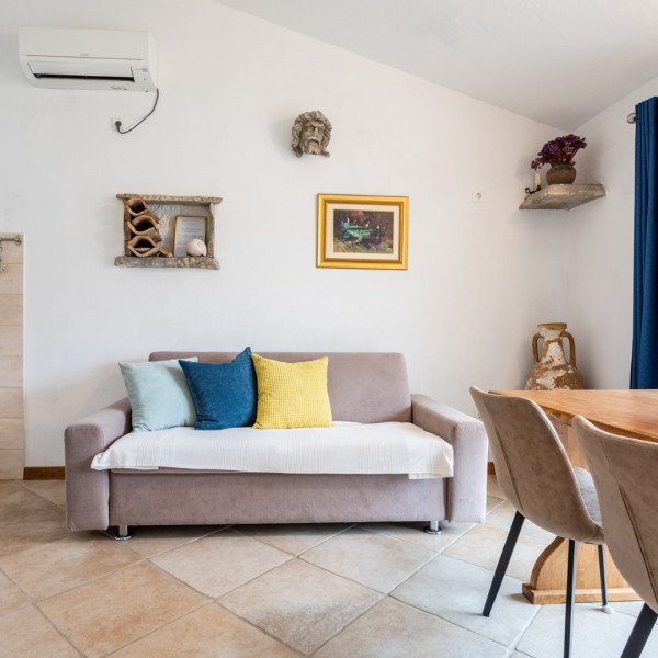 Dnevni boravak, Seaview apartmani Prvan Komiža, Seaview Apartmani Prvan uz more s pogledom, Komiža, otok Vis Komiža